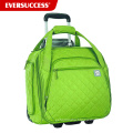 Wheeled under seat carry-on with back-up bag,quilted rolling under seat tote,boarding bag HCDP0051